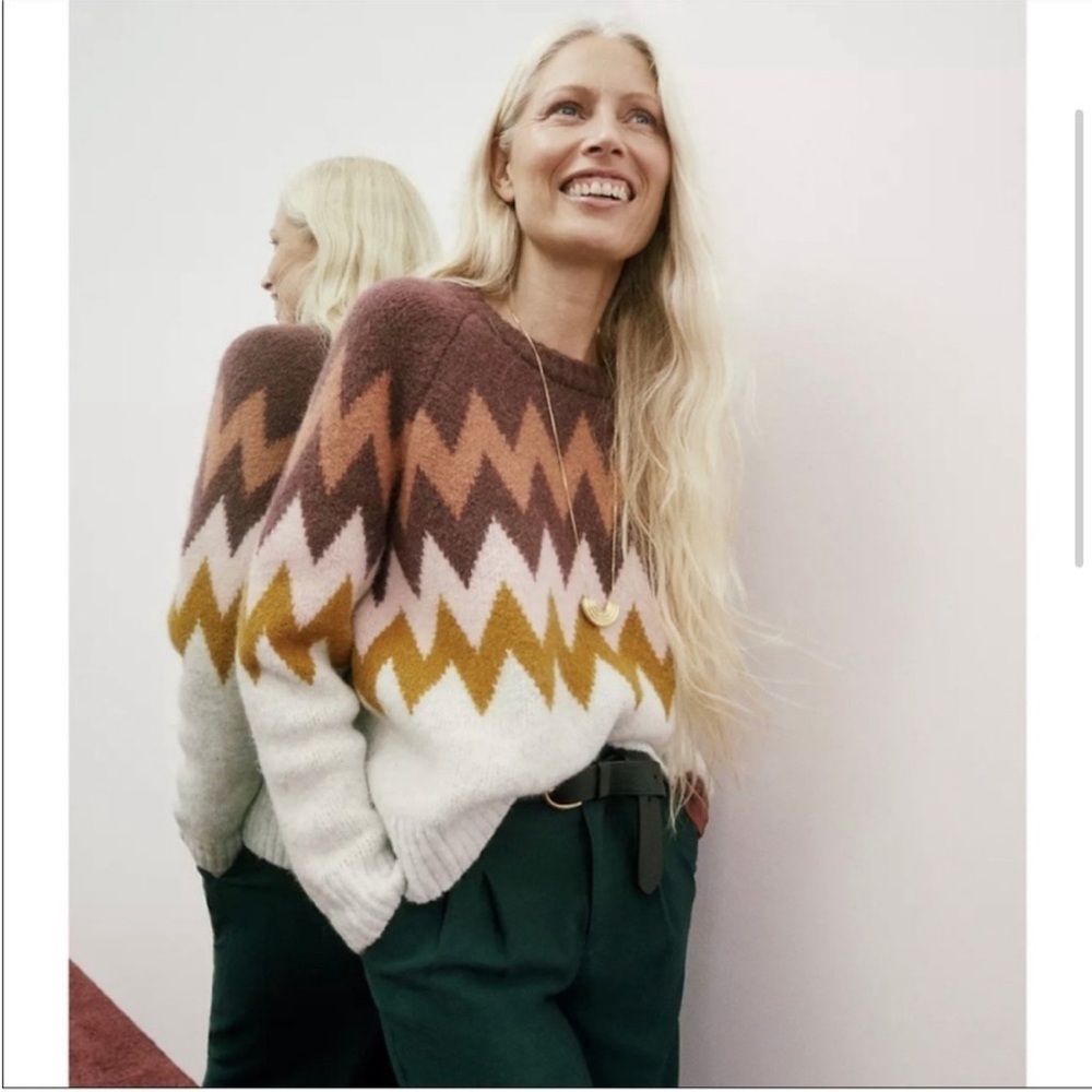 Madewell | Dellwood Fair Isle Sweater | Cozy Cottagecore Knit | Oatmeal |‎ XS
